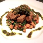 Isacas de filé ao pesto de amêndoas